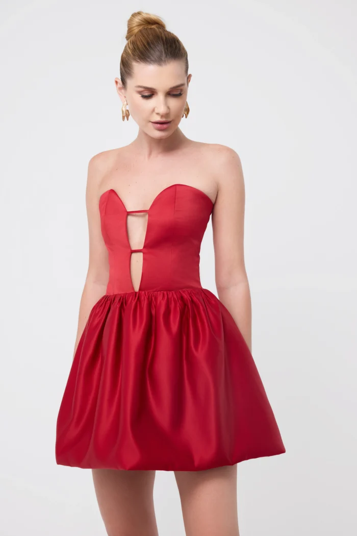 Corset Mini Dress with Balloon Skirt